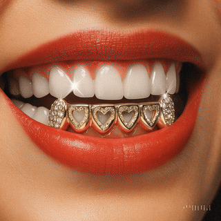Diamond Heart Open Face Bottom Grillz