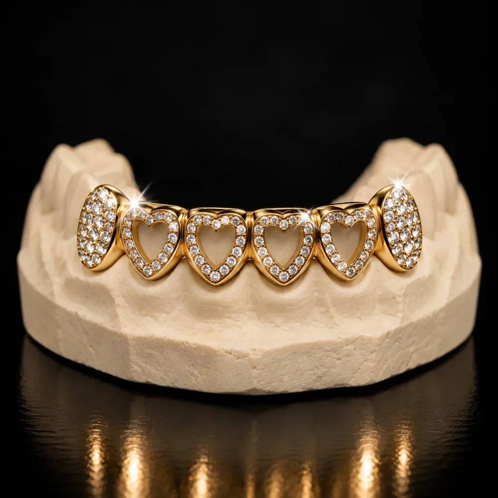 Moissanite Heart Open Face Bottom Grillz