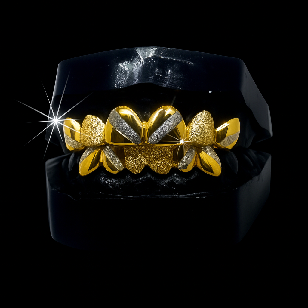 Two-Tone Diamond Dust Grillz (6 Top & 6 Bottom)