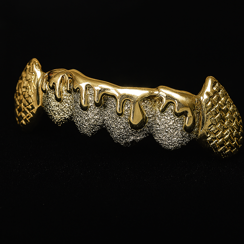 Bottom Two-Tone Gold Drip Grillz